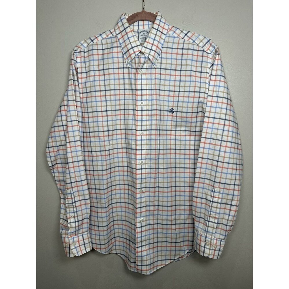 Brooks Brothers 1818 The Original Polo Shirt Medium Long Sleeve Blue Red Tan